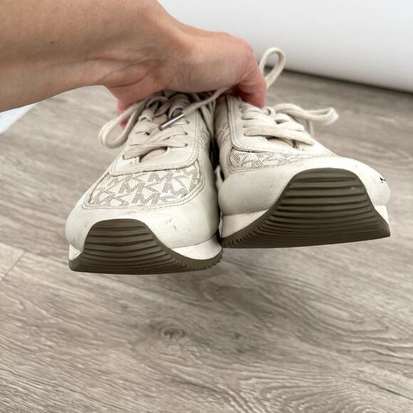 MICHAEL KORS Womens Allie Monogram Lace Up Logo Fashion Sneakers Vanilla - Sz 7 - Picture 9 of 12